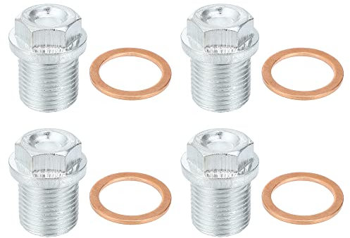 A ABSOPRO Tappo Coppa Olio Motore 4pz M18x1.5 Acciaio Motore Olio Scarico Tappo Vite per Volvo Argento Tono