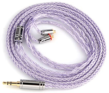 Linsoul Tripowin Zonie IEM Cable, 16 Core Silver Plated Earphone Upgraded Cords, 1.25m SPC in Ear Monitor Cable for 7HZ Timeless AE TINHIFI T2 PRO T3 T4(MMCX, 3.5mm) (Lavender)