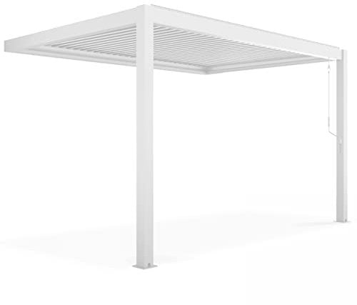Pergola Bioklimatisch, Weiß, Aluminium, 3 x 4 m, Weiß