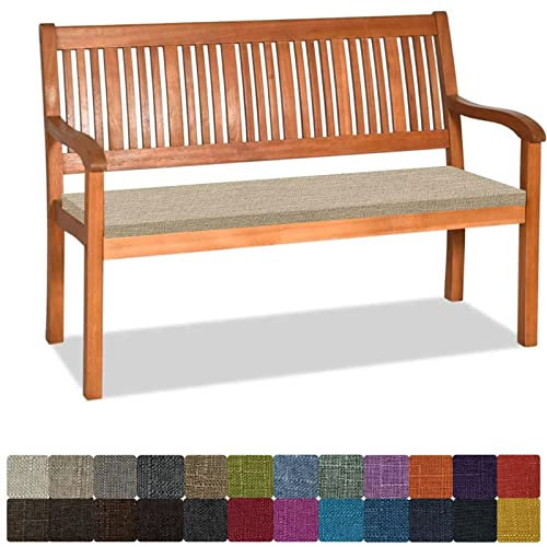 Bankauflage Stuhlkissen Bankkissen mit Krawatte Waschbar ,200x50x3cm,2 3 4-Sitzer Sitzkissen Rutschfeste Auflage für Gartenbank ,Küche,Terrasse Innen und Außenbereich,dunkelbeige ,Dicker Leinenstoff