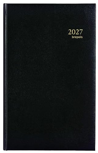 BREPOLS - 1 Terminkalender Bankier groß ''Jupiter'' Jahreskalender Tageskalender – fester Einband schwarz – Format 17 x 27 cm – Januar 2024 bis Dezember 2024 – 1 Band