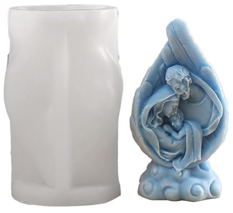 Stampo riutilizzabile in silicone per candele, statua della natività, in resina epossidica, strumento di fusione per fai da te, ornamento in gesso fai da te, religione, presepe, figura