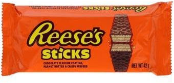 Reese's Sticks 2er 42g - (2 Knusperwaffel-Riegel mit Erdnussbutter-Füllung und Überzug aus Milchschokolade) (12 Riegel)