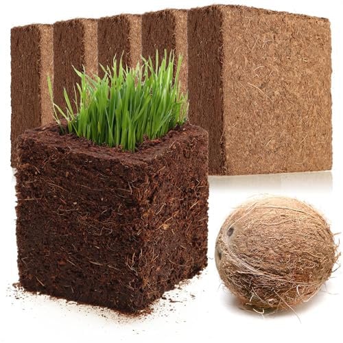 com-four® 5X Kokosanzuchterde - biologisch abbaubare Quell-Kokosscheiben - torffreie Quell-Briketts aus gepresster Kokosfaser - ergibt 5 Liter Blumenerde