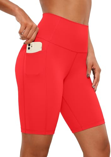 CRZ YOGA Biker Shorts Pockets 8 Deep Red 8