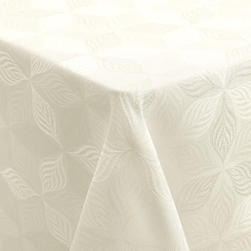 Homaxy Tischdecke Abwaschbar Rechteckig 130x160cm Mehrblättrige Jacquard Tischdecke Ornamente Schmutzabweisend Pflegeleicht, Beige
