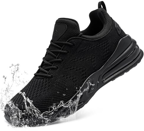 LARNMERN Wasserdicht Schuhe Laufschuhe Herren Sportschuhe Kochschuhe rutschfeste Turnschuhe Fashion Outdoor Casual Schuhe Fitness(Schwarz,43)