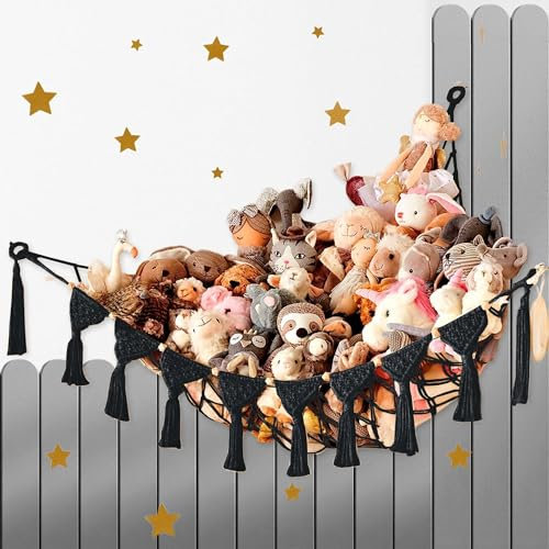 JanYoo Spielzeug Aufbewahrungs Kuscheltier,142x106x106cm Aufbewahrung Netz Kinderzimmer Hängend Spielzeug Organizer Stofftier Hängematte für Kuscheltiere Teddy Eckspielzeug Netz für Schlafzimmer