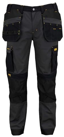 DEWALT Albany Trousers Pantalones de utilidades de Trabajo, Gris/Negro, 32W x 29L para Hombre