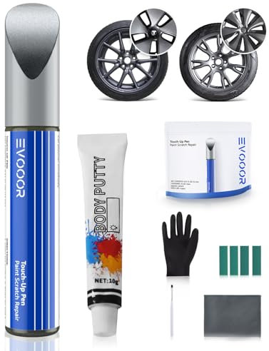EVOOOR Tesla Wheel Touch Up Paint with Repair Kit - Matching Touch Up Paint (Midnight Silver (for Model 3 18''/Model S 19''))