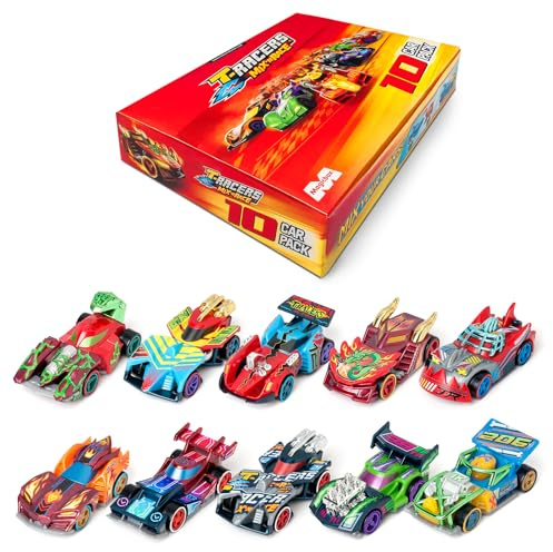 T-Racers Mix ´N RaceColección de 10 Coches coleccionables, Cada Coche Desmontable en Dos Partes con Piezas Intercambiables