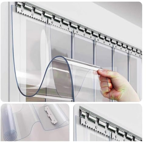 SYFXZZDS PVC Streifenvorhang Lamellen Kratzfest PVC Lamellenvorhang, Kommerziell Industriell Lamellen für Gefrierschrank Lager Türen(120x350cm/47.24x137.8in)