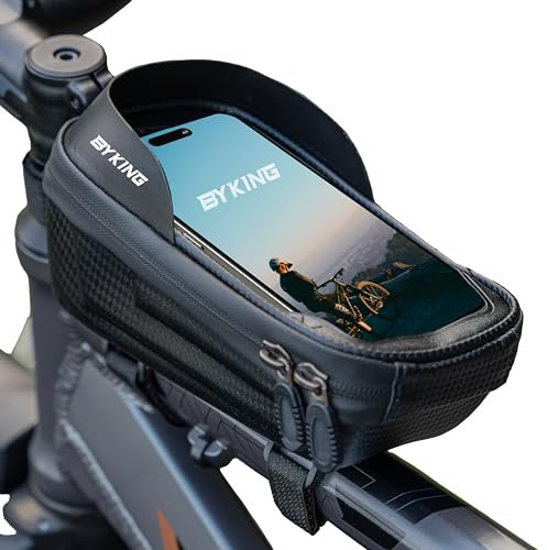 Byking Phone Holder, Waterproof Cycle Frame Bag, Top Tube Bike Accessory for Phones Up to 6.7, Bicycle Frame Bag, MTB Accessory, Cycling Gift for Men