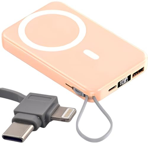 Mag-safe Power Bank 10000mah Wireless Power Bank Fast Charging 22.5W Portable Charger - 15W Wireless Charge Battery Pack - Power Bank (Pink)