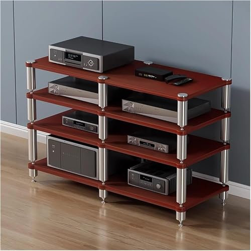 CONGRUI Entertainment Center Media Console Shelf for AV Component Stereo Cabinet Display Stand Audio Accessories Game Console Storage Stand(Brown)