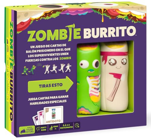 Exploding Kittens | Zombie Burrito | Un Juego De Cartas De Balón Prisionero | A Partir de 7 Años | De 3 a 6 Jugadores | 15 Minutos por Partida | Español