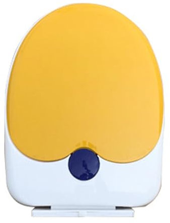Wttfc Abattant WC Familial, Lunette de Toilette avec Siège Enfant, Frein de Chute et Charnière Réglable, Abattant WC en Forme de U, Siège de Toilette pour Enfant et Adulte,Jaune