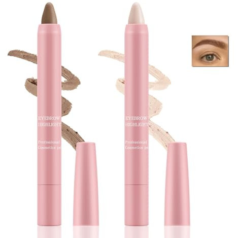 Boobeen Augenbrauenstift, High Contour Brow Pencil und Highlighter Combo, zweifarbiger Brauenstift, cremig leuchtender Brauenstift, für natürlich aussehende Augenbrauen