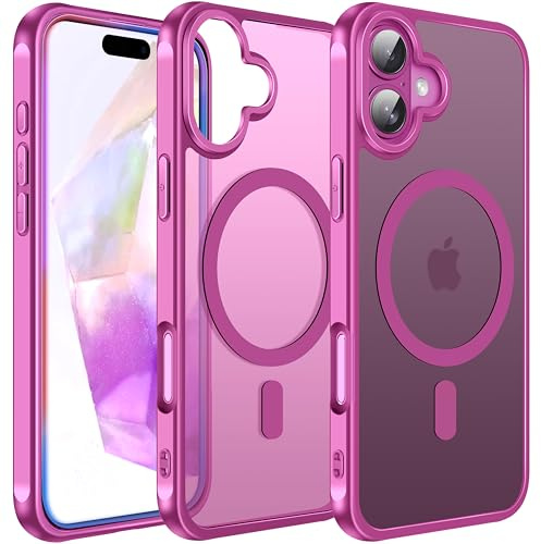 ivoler Matt Magnetisch Hülle für iPhone 16, [Kompatibel mit MagSafe], [Militärnorm Sturzschutz] Stoßfest Kratzfest Rückseite Schutzhülle Dünn Flüssig Silikon Handyhülle Case Rosa
