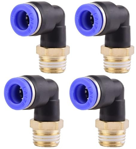 4 pezzi 8 mm 1/4” PT Raccordi pneumatici a gomito a 90° con filettatura maschio Raccordi pneumatici a sgancio rapido per tubi flessibili push-in Connessione aria compressa push-in