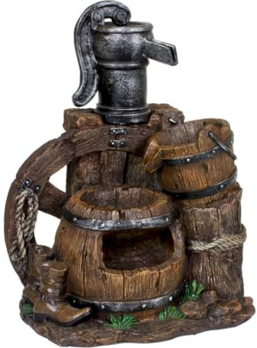 Zierbrunnen Garten 45 x 34 x 61 cm klein Polyresin Grau Braun Deko Wasserspiel außen Kaskadenbrunnen Terrasse