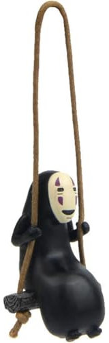 FENQURO No Face Man Anime Figuren Spirited Character Figur mit Spielen auf Einer Schaukel Modellstatue für Auto und Rückspiegel Dekoration, Auto Zubehör zum Aufhängen für Männer und Frauen