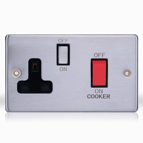Status Single Cooker Control Switch, 45 Amp, Stainless Steel, 1 Gang, Pack of 1 (SSS1G45ACS4)