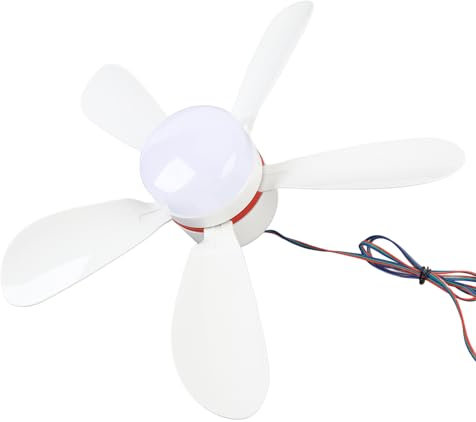 Fockety Ventiladores de techo con luces, ventilador de 42 cm y 12 V con control remoto y aspas extraíbles para gazebo, ventilador para tienda de campaña, de techo colgante