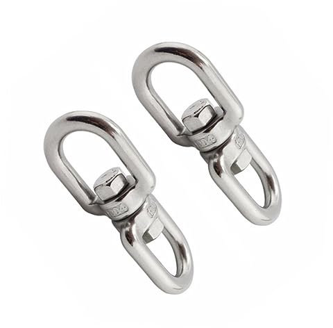 PRETYZOOM 2Pcs Stainless Steel Rotating Ring Universal Ring, Dual Clip Swivel Hook for Hanging Baskets Wind Chimes Garden Decorations