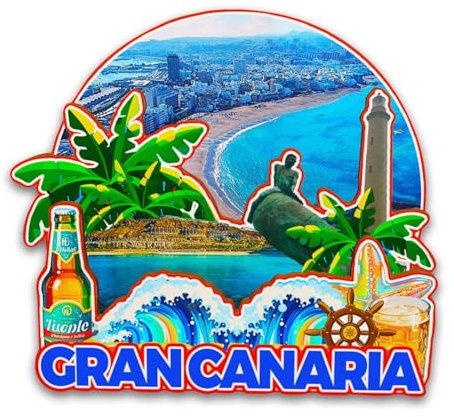 Orlybar Kühlschrankmagnet Gran Canaria, Spanien, Holz, 3D-Sehenswürdigkeiten, Reise-Sammelstück, Souvenirs, Dekoration, handgefertigt, Kühlschrankmagnet -6702