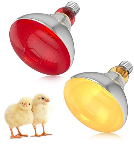 Lampada termica a infrarossi, 250 W, E27, PAR38: 1 lampada di calore a luce rossa + 1 lampada a luce bianca per rettili giorno/notte, lampada riscaldante a infrarossi dimmerabile per serpenti barba