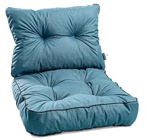 TexDeko® Loungekissen Gartenpolster Set mit Rückenkissen für Rattanmöbel Gartenkissen Premium, Wasserabweisende Polsterauflage Sitzkissen Gartenmöbel 45x45x12cm + 45x40x12cm (Türkis)
