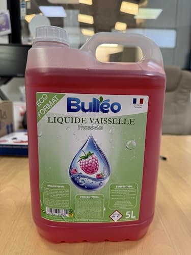Liquide Vaisselle Bulléo - 5 Litres - Parfum Framboise - Format XXL - Formule Ultra-concentrée