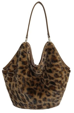 JXpxbao Plüsch Schultertasche Damen Winter Fluffige Tote Taschen Elegante Kunstfell Handtasche Große Weiche Flauschige Pelzige Shopper Für Herbst Und Winter