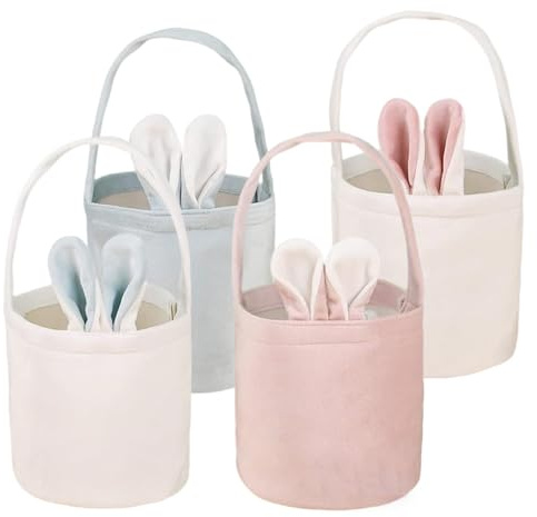 DAHI Osterkorb Kinder mit Henkel, Osterkörbchen Osterhasen, Osternester zum Befüllen, Osternest Basteln Hase, Körbchen Ostern, Oster Geschenktüten, Osterdeko Osterkörbe Bastelsachen Deko (4color)