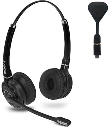 Agent AW40 Wireless Headset with Extended Range DECT Wireless USB A/C Dongle I Range of up to 120m I Noise Canceling Microphone and HD Audio I Compatible with All Computers and Softphones. (Binaural)