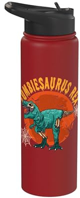 Zombiesaurus Rex T-Rex Zombie Dinosaur Spooky Halloween Stainless Steel Insulated Water Bottle