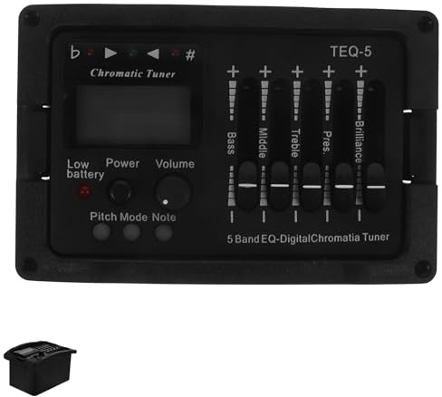 Preamplificatore Pickup Teq-5 a 5 Bande per Chitarra Acustica Nero | Controllo Tono e Intervallo Pickup, Struttura Plastica e Metallo, Formato Compatto per Installazione Semplice