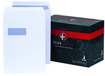 Plus Fabric Versandtasche selbstklebend mit Fenster 120 g/m² C4 250 Stück weiß