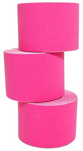 Starlabels Lot de 3 rouleaux de bande de kinésiologie 5 m x 5 cm Rose Rose