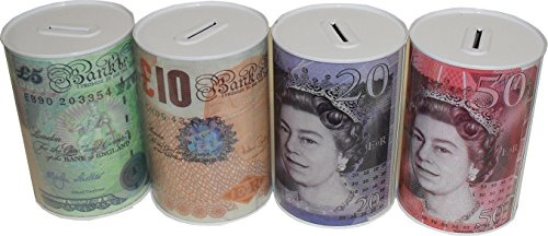 12 X SAVING FUND LARGE CASH TIN MONEY COIN NOTE BOX PIGGY NEW KIDS SAVINGS BANK NOVELTY GREAT GIFT NEW PACK SET OF 12
