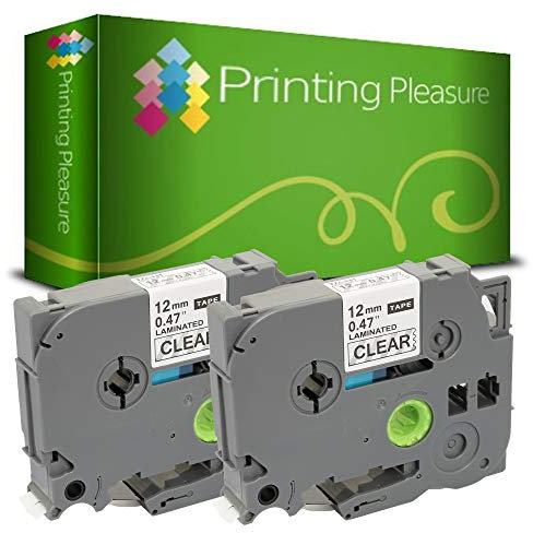 Printing Pleasure 2 x TZe-131 TZ-131 Schwarz auf Transparent, Schriftband kompatibel für Brother P-Touch | 12mm x 8m