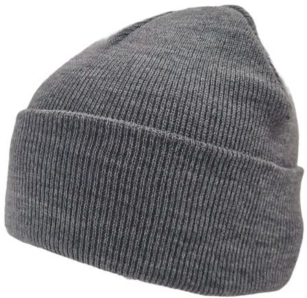 Beanie Hat Plain Grey Soft Comfortable Casual for Men Women Warm Knitted Winter Woolly Skully Ski Headwear