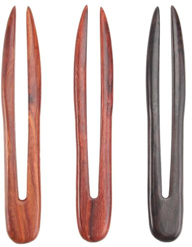 3pcs Bois en Forme de U Cheveux Rétro Épingle à Cheveux pour les Femmes (Couleur aléatoire)