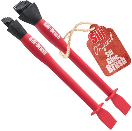 Sili-Brush - Silicone Glue Brush with Applicator (1 and 1/2 Brushes) Glue Dries and Peels Off. Ideal for Wodworking, Arts, Crafts, Around The Home and Hobbyists. Tips Made from Silicone Rubber. …
