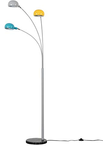 MiniSun | Modern 3 Way Grey Metal and Black Marble Base Floor Lamp with Dome Shades | Floor Lamps & Torchieres, Home Décor & Improvement Essential | Includes 4W LED Bulbs [3000K Warm White]