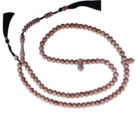 TheTasbih Sibha Gebetsperlen, Sandelholz, 7 mm, mit schwarzen Quasten