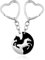 Edelstahl Yin Yang Pferd Schlüsselanhänger für Paare Puzzle passende Liebhaber Schlüsselanhänger V-Day Geschenke, Herz-Ring in Weiß und Schwarz, M