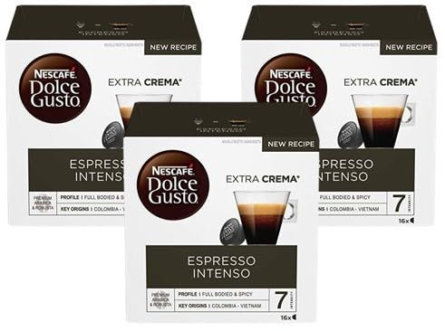 Capsules Nescafé Dolce Gusto • Pack Familial Multi-Boissons en qualité professionnelle (Espresso Intenso • Pack Espresso Intenso, Lot de 3 x 16 capsules)