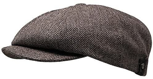 WEROR Herren Schiebermütze Flatcap Cap Mütze Fischgrät WEROR-322.1 (60-61, Cappuccino)